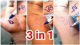3 in 1 - Om Tattoo,  Trishul Tattoo and Snake Tattoo Design Making With Pen || Tattoo Art By Rajan
