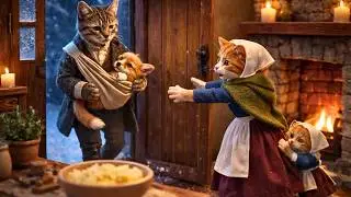 Cat Family Winter Life in the 1800s ❄️ | Nursing a Little Fox Cub 🥣