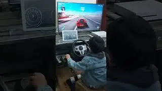 kid driving Red Ferrari drag race - Forza horizon #22 steering wheel and shifter
