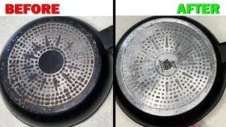 How to Clean a Greasy and Burnt Frying Pan | Easy Home Cleaning Hack