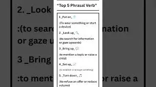 Top 5 Phrasal Verb🥂. Improve your vocabulary. #phrasalverbs #Facts #Ted_ED
