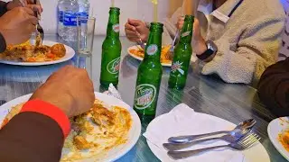 On a winter evening, a party with friends started, saying, 