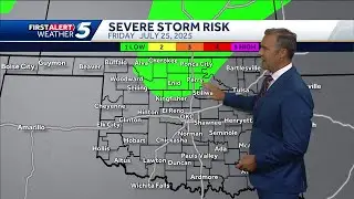 TIMELINE: Low risk for severe storms late Friday in Oklahoma (July 25, 2025)