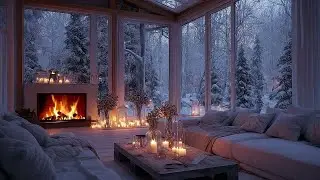 Cozy Artistic Winter Living Room &ndash; Snowstorm & Crackling Fireplace Sounds for Deep Sleep