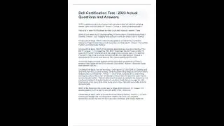 Dell Certification Test   2023 Actual Questions and Answers