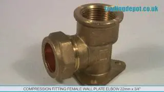 TRADNG DEPOT: Compression Fitting Female Wall Plate Elbow 22mm x 3/4 Part no: CFI403W/22