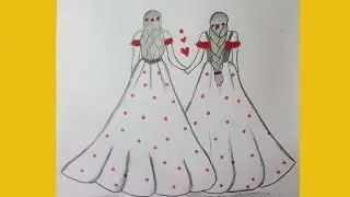 How to draw a two Girls best friends holding hand || Bff drawing