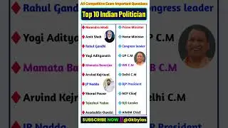 🤔Top 10 Indian Politician || प्रमुख भारतीय राजनेता 🔥 #gk #short #ytshorts