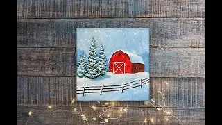 Red Barn in Winter | Beginner Step-by-Step Acrylic Paint Tutorial Live Stream | Creatively