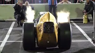 Cacklefest - Vintage Nitromethane Front Engine Slingshot Dragsters Warming up at SEMA - Magicar [4K]