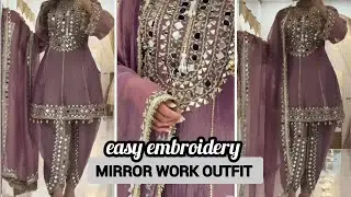 🤍 Designer Mirror work outfit 🕊️ with heavy handwork🥀Most Trending 🥀 Mirror Work Outfit