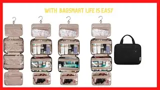 BAGSMART Toiletry Bag Travel Bag with Hanging Hook, Water-resistant Makeup Cosmetic Bag