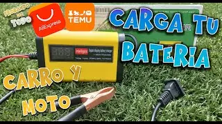 Cargador inteligente de baterías AUTOMOVIL y MOTOCICLETA 12v económico 🏍 ALIEXPRESS TEMU 🤔 funciona