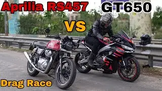 Aprilia RS 457 VS Continental GT650||500CC Segment Killer💀||Drag Race🚀