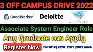 Deloitte Off Campus Drive | Goodworker Recruitment For Freshers | Velotio Off Campus 2022 #QuickJob