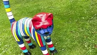 Riesige Deko Katze gestreift
