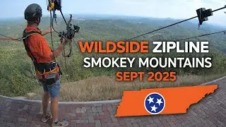WILDSIDE Smoky Mountains MEGAZIP! Americas longest fastest 55mph Zipline. Helmet Cam!