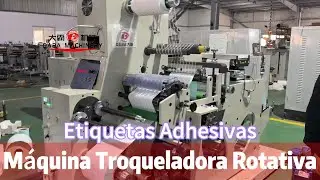M&aacute;quina troqueladora rotativa de etiquetas en blanco con unidad de rebobinado de torreta