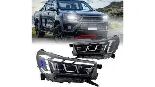 FAROL FULL LED SETA SEQUENCIAL HILUX 2021 A 2026 GR AZUL - Cachorr&atilde;o Auto Parts