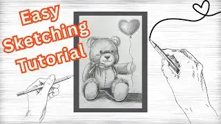 Teddy Bear with a Hear-Balloon Sketching Tutorial | R'berry Arts | Rberry Arts