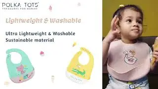 Polka Tots Waterproof Silicone Bibs with Pocket for Feeding Adjustable Snaps