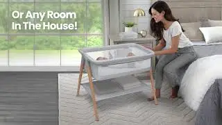 Haven Beechwood Baby Bassinet by Delta Children - Breathable Mesh and Natural Beechwood Legs