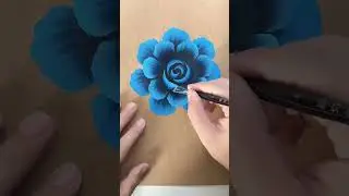 One-Stroke Painting: Vibrant Blue Rose Tutorial#shorts #facepainting #art #shortsfeed #facepaint