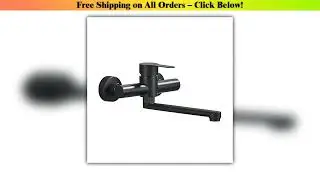 Black Wall Mounted Kitchen Faucet 360 Rotating Spout Single Handle Bathroom Kitchen Mixer Tap