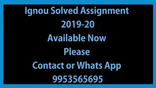 Ignou Solved Assignment 2019-20