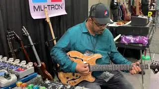 Winter NAMM 2020 Mu-Tron Booth with PHRED instruments DockStar Burl Maple - Dale Williams