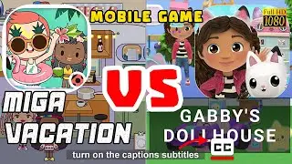 Miga Town My Vacation vs Gabby's Dollhouse | CC captions
