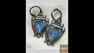 Steampunk Victorian Blue Earrings &ndash; Gothic Vintage Statement Jewelry Gift
