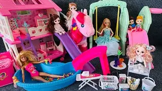 10 Mins Satisfying with Unboxing Barbie Swing&Slide , Walk&Flutter Pegasus Toys, Princess House Toys
