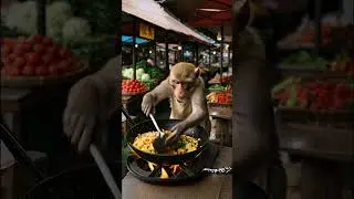 a Asian Monkey Making Fried Rice Lol#shorts #shortsfeed #shortvideo