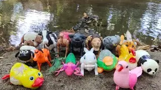 Menemukan banyak mainan hewan sapi, kelinci, bebek, panda, kuda, singa , ayam, kerbau, unta, gajah