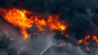Massive Fire at Scrap Metal Yard in New Jersey [AERIALS]