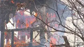 Pieces of abandoned church steeple fall to the ground during fire in Pottstown