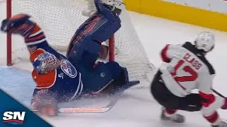 Oilers' Tristan Jarry Goes All-Out For Incredible Windmill Save vs. Devils