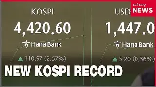 KOSPI hits 4,400 for first time during trading on Mon.