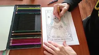 Coloring The High Priestess Cat Tarot Card ✨ | Colored Pencils Art & Mystical Symbolism of Intuition