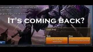 SOLO QUEUE IS COMING BACK IN SEASON 7??? (Riot Confirmed Post)