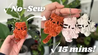 No-Sew Cat Keychain Crochet Pattern - EASY step-by-step tutorial #beginnercrochet #crochetcat