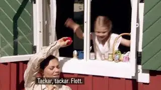 Princess Estelle cooks for her mom at her playhouse.