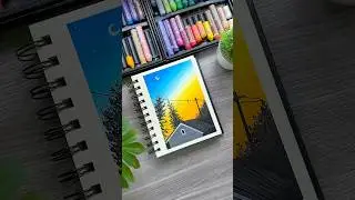 Mesmerizing Sunset Drawing 😍 | Oil Pastel Sky Scenery  #art #oilpastel