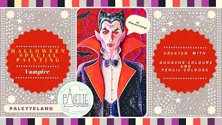Gouache Colours + Pencil Colours :) 🦇Vampire🦇:) Halloween Special :) PALETTELAND