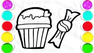Tasty Cupcake Drawing, Painting And Colouring For kids, Easy Drawing Tutorial, 5