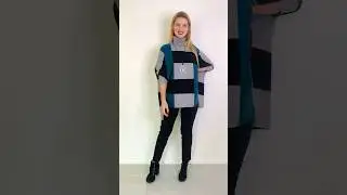 Teal Black Free Size Cardigan Poncho - Free Size available at ilovetunics.com
