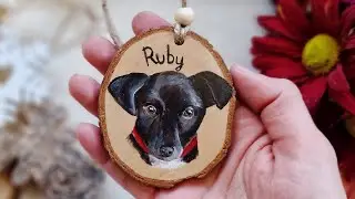How to Paint a Realistic Dog Portrait on Wood Slice | Acrylic Painting Tutorial for Beginners
