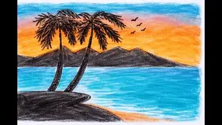 Nature drawing easy and beautiful, Landscape drawing easy beautiful, Nature scenery drawing,Painting