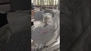 Double Angel Heart Granite Tombstone Carved Monument